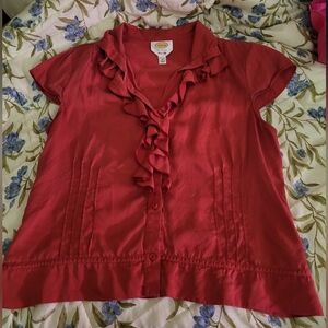 Talbots Red Silk Blouse
